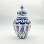 Handmade Ceramic Small Lidded Vase (20cm) - "Küpecik" Form with Colorful Tulips - Elegant Tabletop Accent - Image 5