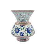Handmade Ceramic "King" Vase (30cm) - Royal Footed Urn with Turquoise Accents - Majestic Centerpiece