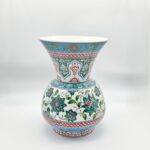 Handmade Ceramic "Kandil" Vase (30cm) - Classic Ottoman Form - Polychrome Red & Green Floral Art - Image 7