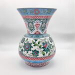 Handmade Ceramic "Kandil" Vase (30cm) - Classic Ottoman Form - Polychrome Red & Green Floral Art - Image 8