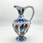 Handmade Ceramic Footed Pitcher Vase (30cm) - Classic Red Tulip Pattern - Timeless Ottoman Art Decor - Image 8