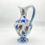 Handmade Ceramic Footed Pitcher Vase (30cm) - Classic Red Tulip Pattern - Timeless Ottoman Art Decor - Image 7