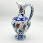 Handmade Ceramic Footed Pitcher Vase (30cm) - Classic Red Tulip Pattern - Timeless Ottoman Art Decor - Image 9