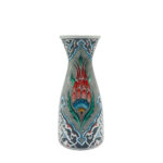 Handmade Ceramic Conical Vase (25cm) - Antique Stone Texture & Red Tulip Pattern - Vintage Style Decor - Image 5