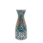 Handmade Ceramic Conical Vase (25cm) - Antique Stone Texture & Red Tulip Pattern - Vintage Style Decor - Image 4
