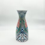 Handmade Ceramic Conical Vase (25cm) - Antique Stone Texture & Red Tulip Pattern - Vintage Style Decor - Image 5