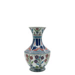 Handmade Ceramic Classic Vase (30cm) - Cobalt Blue Shoulder & Spring Blossoms - Timeless Floral Decor - Image 5