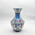 Handmade Ceramic Classic Vase (30cm) - Turquoise Panels & Red Floral Pattern - Mediterranean Summer Decor - Image 6