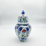 Handmade Ceramic "Kupecik" Ginger Jar (20cm) - Classic Iznik Tulip & Carnation Pattern - Lidded Home Decor - Image 9