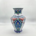 Handmade Ceramic Faceted Vase (30cm) - Classic Iznik Cypress & Tulip Pattern - Geometric Art Decor - Image 6