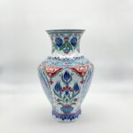 Handmade Ceramic Faceted Vase (30cm) - Classic Iznik Cypress & Tulip Pattern - Geometric Art Decor - Image 7