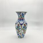 Handmade Ceramic Faceted Vase (25cm) - Iznik Floral Arches & Panels - Geometric Art Decor - Image 8