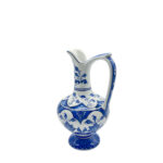 Handmade Ceramic "Ibrik" Ewer (20cm) - Classic Blue & White Lotus & Arch Pattern - Traditional Ottoman Pitcher - Image 7