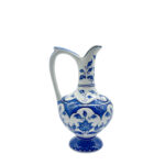 Handmade Ceramic "Ibrik" Ewer (20cm) - Classic Blue & White Lotus & Arch Pattern - Traditional Ottoman Pitcher - Image 5