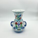 Handmade Ceramic "Kandil" Vase (20cm) - Traditional Mosque Lamp Shape with Red Tulips - Handled Iznik Decor - Image 7