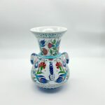 Handmade Ceramic "Kandil" Vase (20cm) - Traditional Mosque Lamp Shape with Red Tulips - Handled Iznik Decor - Image 6