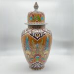 Handmade Ceramic "Shah" Ginger Jar (30cm) - Rare Amber/Orange Ground & Cypress - Traditional Lidded Decor - Image 8