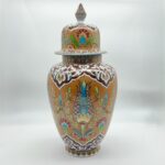 Handmade Ceramic "Shah" Ginger Jar (30cm) - Rare Amber/Orange Ground & Cypress - Traditional Lidded Decor - Image 7