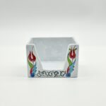 Handmade Ceramic Sticky Note Holder - Red Tulips & Spiral Vines - Iznik Desk Accessory - Image 4
