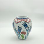 Handmade Ceramic "Kupecik" Ginger Jar (20cm) - Textured Relief Floral Pattern - Lidded Iznik Vase - Image 5