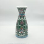 Handmade Ceramic Conical Vase (25cm) - Emerald Green Vertical Panels - Flared Rim Iznik Decor - Image 6