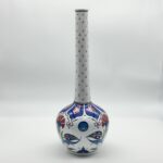 Handmade Ceramic Long-Neck Vase (25cm) - Minimalist Red Dot Detail & Carnations - Elegant Iznik Decor - Image 6