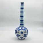 Handmade Ceramic Long-Neck Vase (25cm) - Classic Blue & White Floral Art - Iznik Decor - Image 6