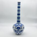 Handmade Ceramic Long-Neck Vase (25cm) - Classic Blue & White Floral Art - Iznik Decor - Image 5