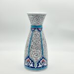 Handmade Ceramic Conical Vase (25cm) - Golden Horn "Halic" Spiral Pattern & Turquoise Panels - Image 6