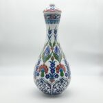 Handmade Ceramic "Nightingale" Surahi Jar (30cm) - Lidded Polychrome Floral Art - Red, Blue & Green - Image 6