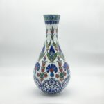 Handmade Ceramic "Nightingale" Surahi Jar (30cm) - Lidded Blue Carnation & Tulip Art - Image 6