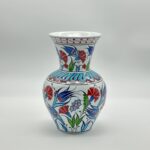 Handmade Ceramic Vase (20cm) - Turquoise Collar & Red Carnations - Classic Iznik Decor - Image 6