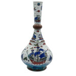 Handmade Ceramic "Galleon" Vase (45cm) - Ottoman Ships & Waves - Symbol of Journey & Abundance