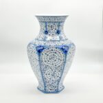 Handmade Ceramic Vase (30cm) - Golden Horn "Halic" Spirals - Blue & White Iznik Decor - Image 6