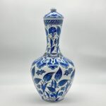 Handmade Ceramic Lidded Vase (30cm) - Blue & White Tulips & Cloud Collar - Classic Iznik Decor - Image 7