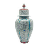 Handmade Ceramic "Shah" Vase (30cm) - Golden Horn Spirals & Dome Lid - Royal Iznik Decor