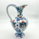 Handmade Ceramic "Lion's Mouth" Pitcher (30cm) - Aslan Agzı Ewer - Classic Red Tulips Vase - Image 10