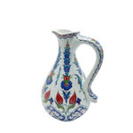 Handmade Ceramic Pitcher (25cm) - Red Tulips & Blue Hyacinths - Elegant Slender Form - Image 7