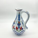 Handmade Ceramic Pitcher (25cm) - Red Tulips & Blue Hyacinths - Elegant Slender Form - Image 6