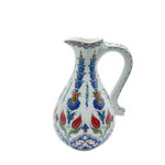 Handmade Ceramic Pitcher (25cm) - Red Tulips & Blue Hyacinths - Elegant Slender Form - Image 6