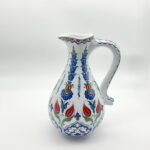 Handmade Ceramic Pitcher (25cm) - Red Tulips & Blue Hyacinths - Elegant Slender Form - Image 10