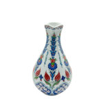 Handmade Ceramic Pitcher (25cm) - Red Tulips & Blue Hyacinths - Elegant Slender Form - Image 5