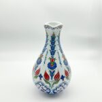 Handmade Ceramic Pitcher (25cm) - Red Tulips & Blue Hyacinths - Elegant Slender Form - Image 9