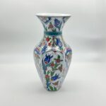 Handmade Ceramic Hexagonal Vase (25cm) - Ottoman "Saz" Style Leaves - Faceted Body & Turquoise Accents - Image 7