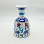 Handmade Ceramic "Bell" Vase (20cm) - Red Carnations & Turquoise Neck - Classical Iznik Vase - Image 6