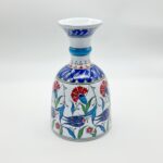 Handmade Ceramic "Bell" Vase (20cm) - Red Carnations & Turquoise Neck - Classical Iznik Vase - Image 7