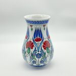 Handmade Ceramic "Pear" Vase (20cm) - Red Carnations & Blue Tulips - Classic Armudi Form - Image 6