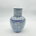 Handmade Ceramic Vase (20cm) - Blue and White Golden Horn Halic Pattern - Spiral Scrolls Design - Image 8