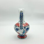 Handmade Ceramic Pitcher (20cm) - Red Petal Collar & Blue Tulips - Compact Lion's Mouth Vase - Image 9