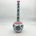 Handmade Ceramic Long Neck Vase (25cm) - Grey Lotus & Red Shoulder - Elegant Bottle Form - Image 7